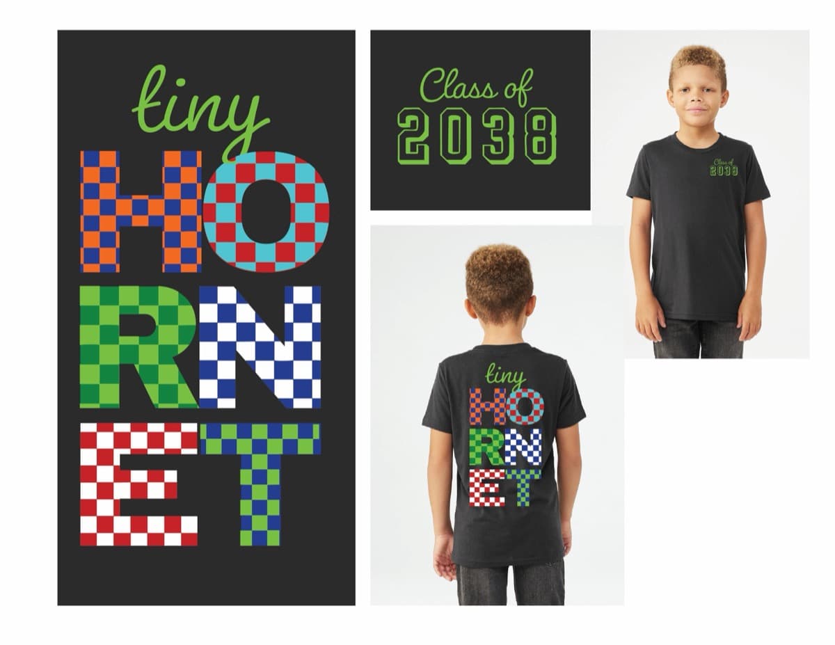 Hall Halsell Elementary — Checkered Class Tee — Colorful